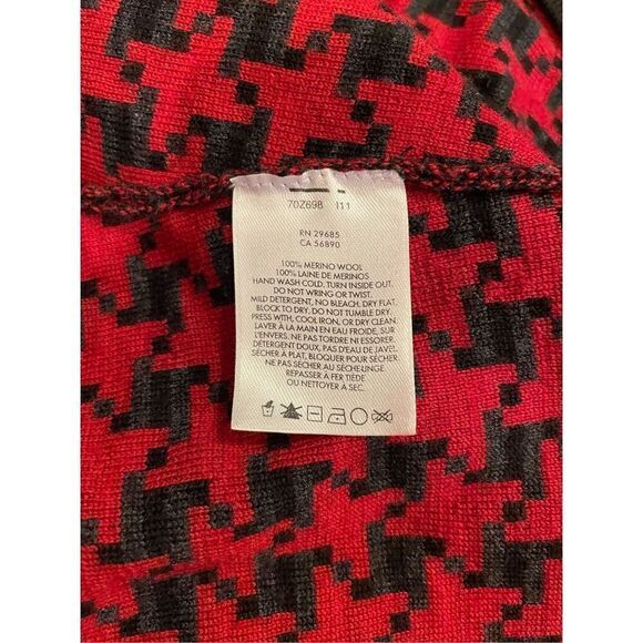 Pendleton 100% Merino Wool Cocoon Cardigan Sweater One Size Red Houndstooth - Picture 8 of 8